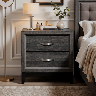 Sunvega Modern Contemporary White Finish Wooden Nightstand with 2 Dovetail Drawers