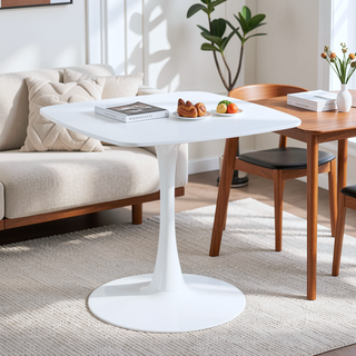 Sunvega Mid-Century Modern Square Dining Table with Black and Golden Tulip Pedestal Base