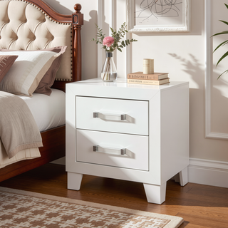 Sunvega White Queen Upholstered Bed with Modern LED Accent Lighting
