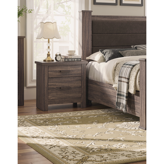 Sunvega Contemporary Weathered Grey Finish Wooden Nightstand with 2 Drawers