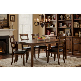 Sunvega Traditional Style 5pc Dining Set with Rectangular Table and Upholstered Chairs