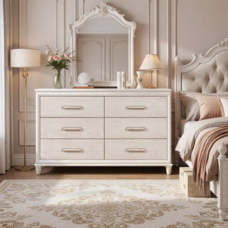 Sunvega Modern Glam Nightstand with USB Ports and Embossed Drawers Bedroom Cabinet