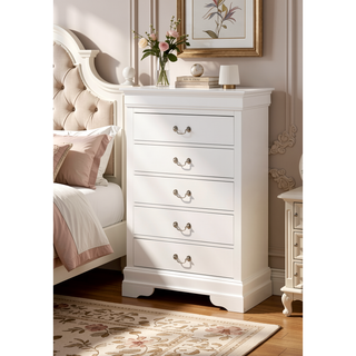 Sunvega Traditional Style Bedroom Chest with Carved Bases and Curved Mouldings