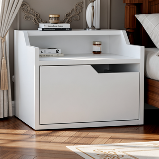 Sunvega Floating Nightstand with Single Drawer and Sleek Two-Tiered Shelf Surfaces for Bedroom