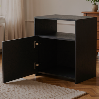 Sunvega Bristol Nightstand with One Cabinet and a Top Surface Shelf