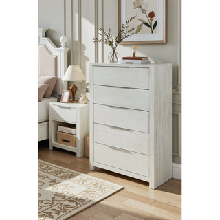 Sunvega Modern Transitional Beige Finish Nightstand with Three Wooden Drawers