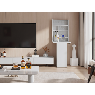 Sunvega Wall Mounted Foldable Table with Base and Seven Shelves