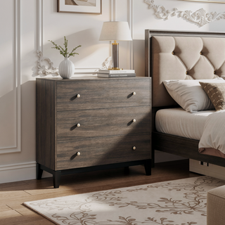 Sunvega Transitional Style Two-Tone Grey Oak 6-Drawer Dresser with Black Grooves