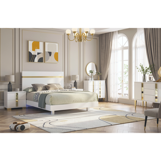 Sunvega Contemporary White Gold Chest with Bracketed Metal Legs and Dust Proof Cases