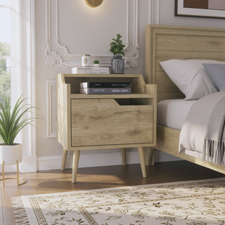 Sunvega Floating Nightstand with Spacious Drawer and Two-Tier Top for Bedroom Storage