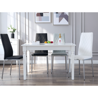 Sunvega Modern Minimalist Dining Chairs Set of 4 with PU Seat and Silver Metal Legs
