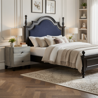 Sunvega Farmhouse Style Light Gray Finish Wooden Nightstand with Storage Drawers