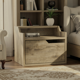 Sunvega Floating Nightstand with Spacious Drawer and Two-Tier Top for Bedroom Storage