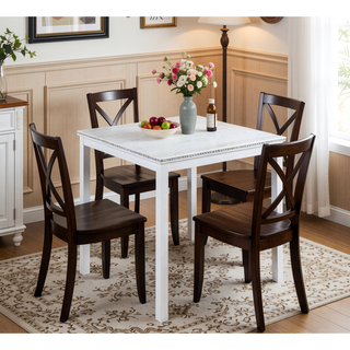 Sunvega Modern Square Dining Table with Crystal Embellishments for Kitchen and Small Space