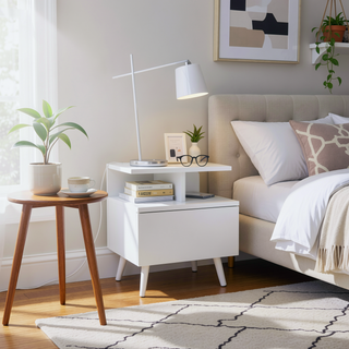 Sunvega Floating Nightstand with Large Drawer and Multiple Shelves for Storage or Decor