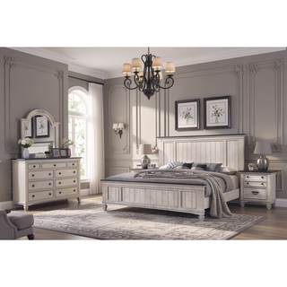 Sunvega Transitional Two-Tone Finish Nightstand with Two Storage Drawers