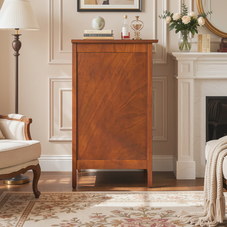 Sunvega Transitional Oak Nightstand With Three Drawers For Bedroom