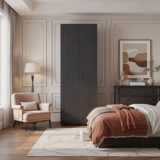 Sunvega Two-Door Compact Wardrobe with Fixed Shelves for Bedroom Storage