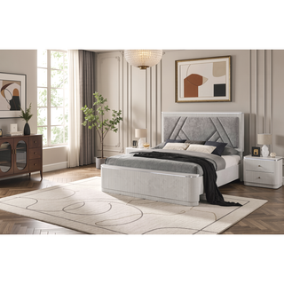 Sunvega Modern Contemporary Light Gray Chest with Cultured Stone Top and Chrome Handles