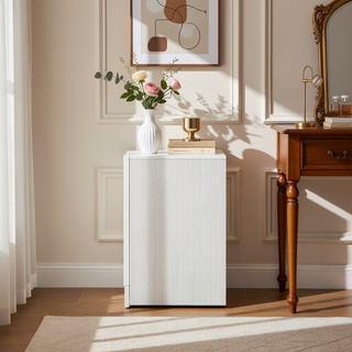Sunvega White 2-Drawer Nightstand with Rhinestone Pulls and Hidden Jewelry Tray
