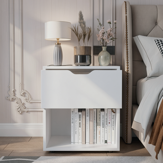 Sunvega 50x40x60 cm Nightstand End Table with Spacious Sliding Drawer