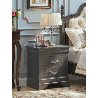 Sunvega Silver Champagne Nightstand with Two Spacious Drawers for Bedroom