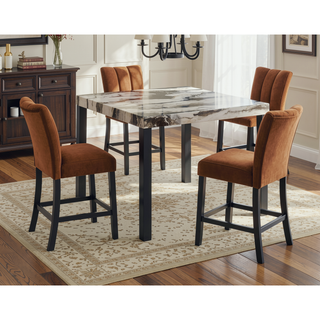 Sunvega Contemporary Modern Square Faux Marble Top Dining Table with Black Legs