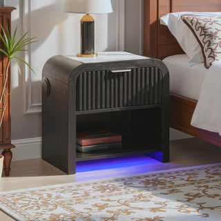 Sunvega Beverly Black and White Nightstand with Cooler Inserted and Speaker