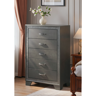 Sunvega Contemporary Nightstand with Sparkling Accent Band and Two Drawers