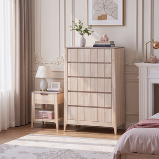 Sunvega Mid-Century Modern White Wash 1pc Chest with Hidden Handles and Splayed Bracket Feet