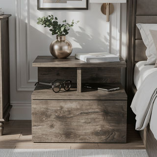 Sunvega Floating Nightstand with Drawer in Black Wengue Finish for Wall Assembly