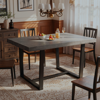 Sunvega Solid Pine Wood Distressed Dining Table with Painted Legs for Farmhouse Kitchen