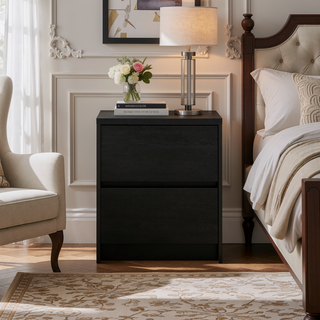 Sunvega Mango Wood Grain Nightstand with Motion Sensor LED Lights and USB Outlets