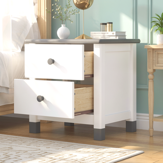 Sunvega Kids Wooden Nightstand with Two Drawers for Bedroom End Table