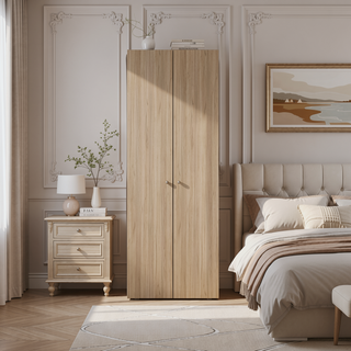 Sunvega Macadamia Slim Closet System with Hanging Rod and Shelf for Bedroom