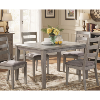 Sunvega Modern Natural Finish Wooden Top Dining Table and 4 Cushioned Chairs Set