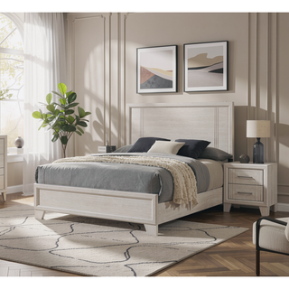 Sunvega Contemporary White Beige Finish Wooden Nightstand with Two Drawers