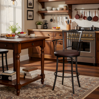 Sunvega 30 Inch Swivel Barstool with Armrest and Footrest for 42 Inch Counters
