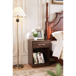 Sunvega Wenge Nightstand With Sleep Design For Bedroom Storage