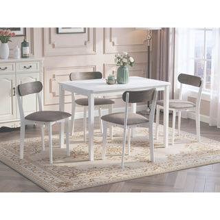 Sunvega White and Gray Finish 5 Piece Dining Set with Rectangular Table