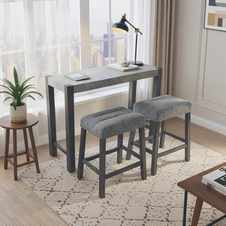 Sunvega Sturdy Console Sofa Table with Faux Top and Grey Wash Legs