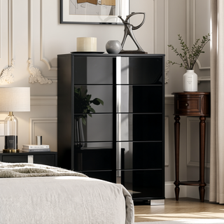 Sunvega Contemporary White Bedroom Chest with Chrome Legs and UV Finish