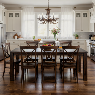 Sunvega Rectangular Acacia Wood Dining Table with Straight Legs 79 Inch