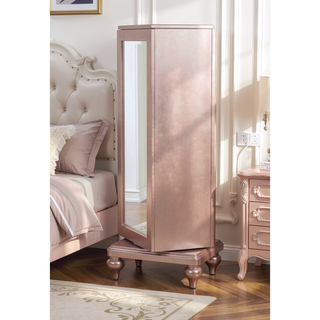 Sunvega Contemporary Rose Gold Swivel Chest Mirror with Felt Lined Top Drawer