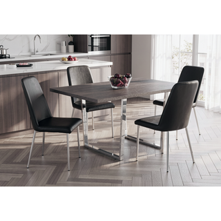 Sunvega Modern Dining Table with Grey Laminate Top and Chrome Metal Legs