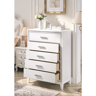 Sunvega Elegant White Finish Nightstand with Two Spacious Storage Drawers