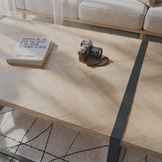 Sunvega Modern Industrial Rectangular MDF Dining Table for 4-6 People