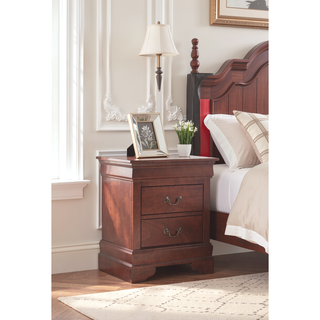 Sunvega Cherry Finish Nightstand with Two Drawers for Convenient Storage