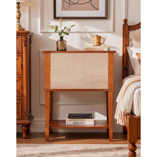 Sunvega Elegant Contemporary Nightstand with Open Shelf for Compact Storage