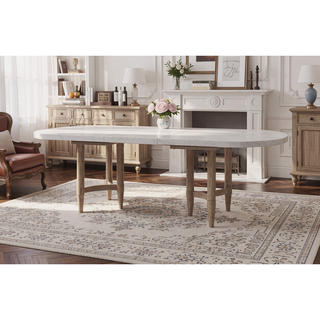 Sunvega Double Pedestal Dining Table with 20 Inch Leaf for Casual Dining